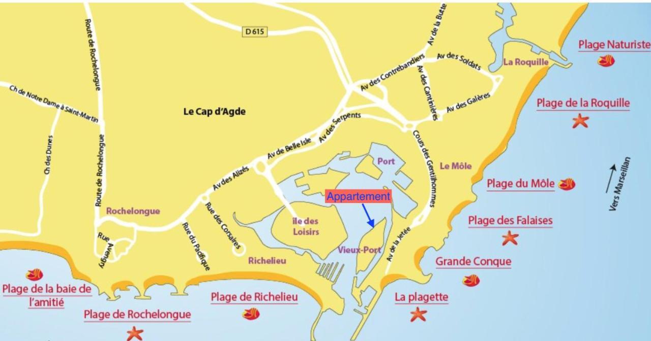 La Brigantine 607, T2 Vue Mer, Piscine, Tennis Agde Luaran gambar